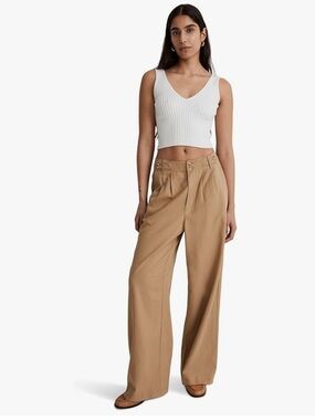 Madewell Womens Harlow Wide-Leg PantsCasual Pants Khaki Size 6 Linen Blend